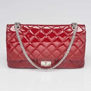Chanel Red 2.55 Reissue Quilted Classic Patent Leather 227 Jumbo Flap Bag